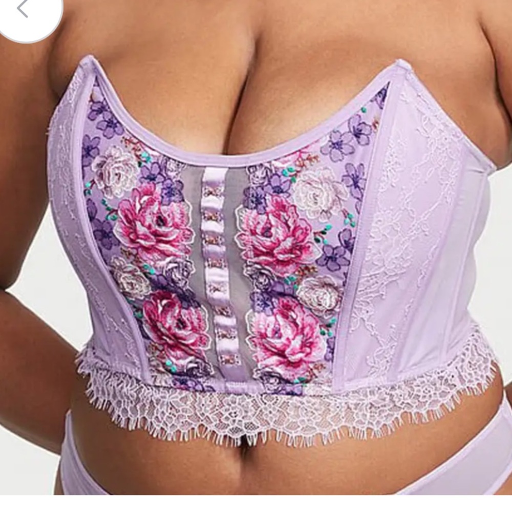 Victoria's Secret Dream Angels Floral Embroidery Strapless Corset Top